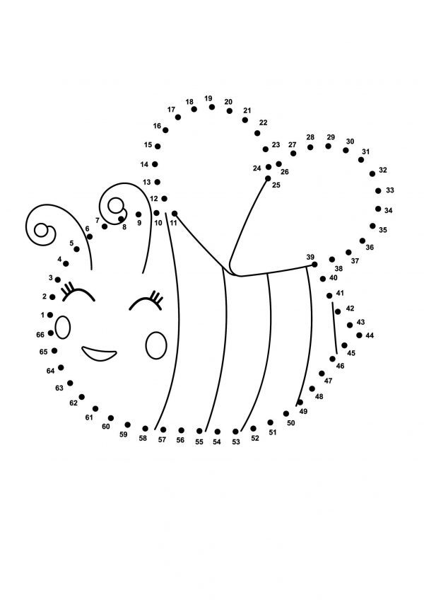 A bumble bee with a face dot-to-dot image to print for free.