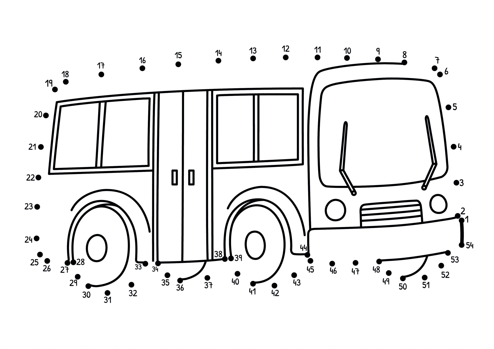 Single Decker Bus Dot To Dot Sheet - Colouring Crafts