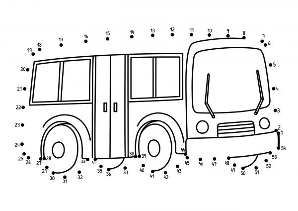 A bus dot-to-dot image to print for free.