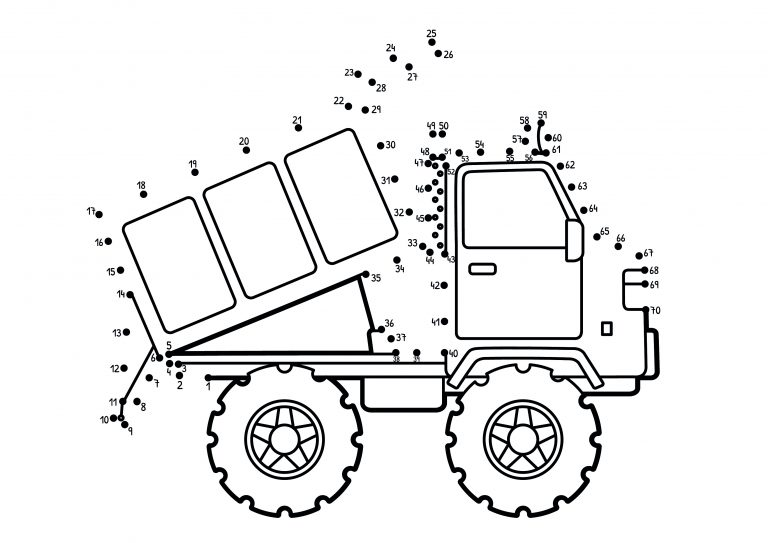 Dump Truck Dot To Dot Sheet - Colouring Crafts