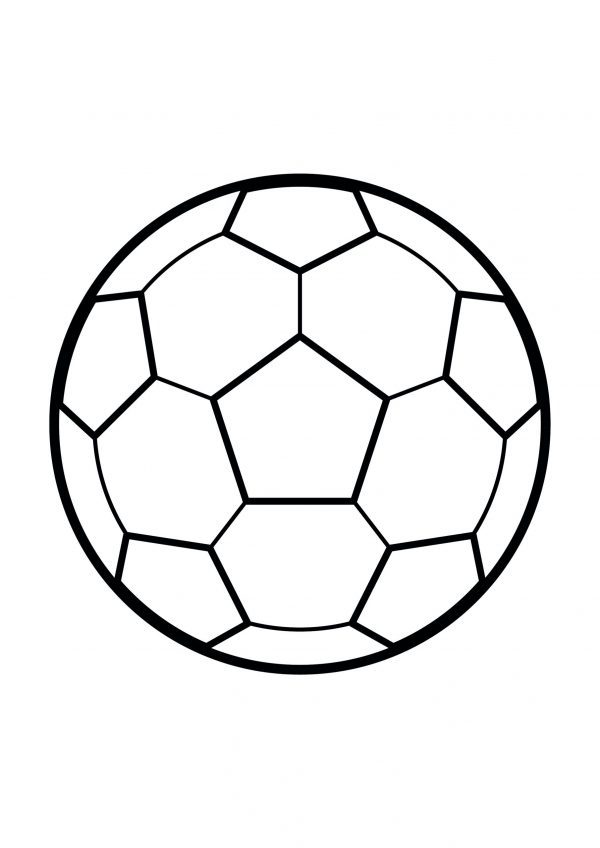A basic drawing of a single football to print and colour for free.