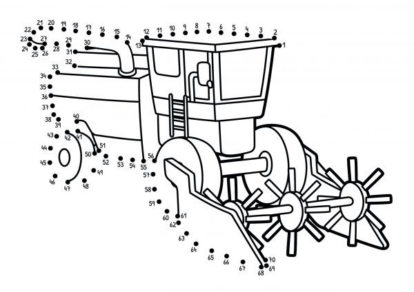A combined harvester dot-to-dot image to print for free.