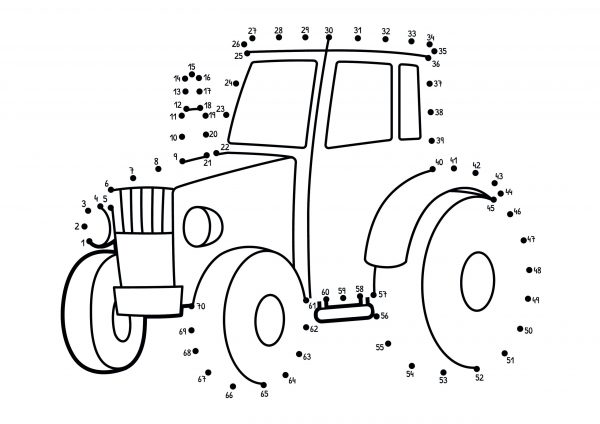 A Tractor dot-to-dot image to print for free.