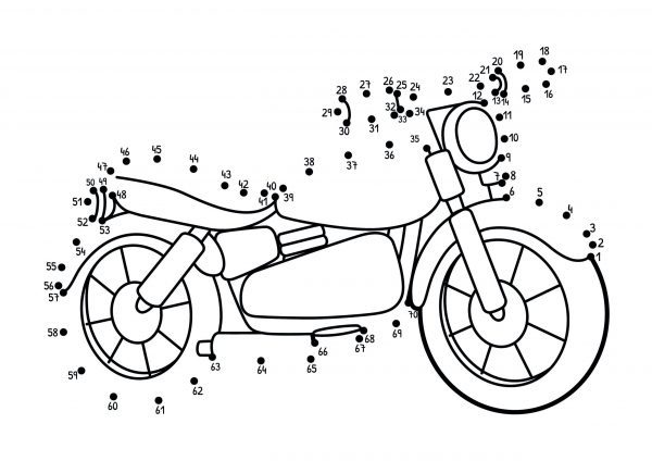 A motorcycle dot-to-dot image to print for free.