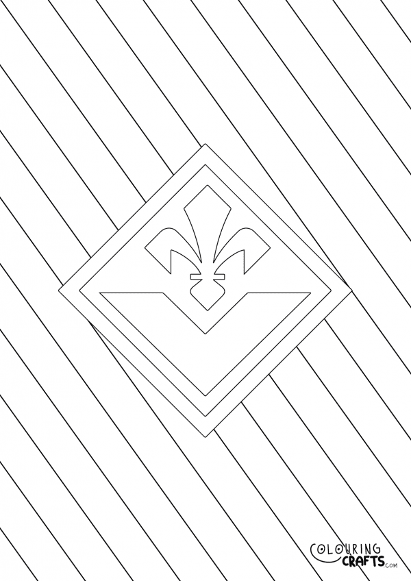 An image of the ACF Fiorentina badge with diagonal striped background to print and colour for free.