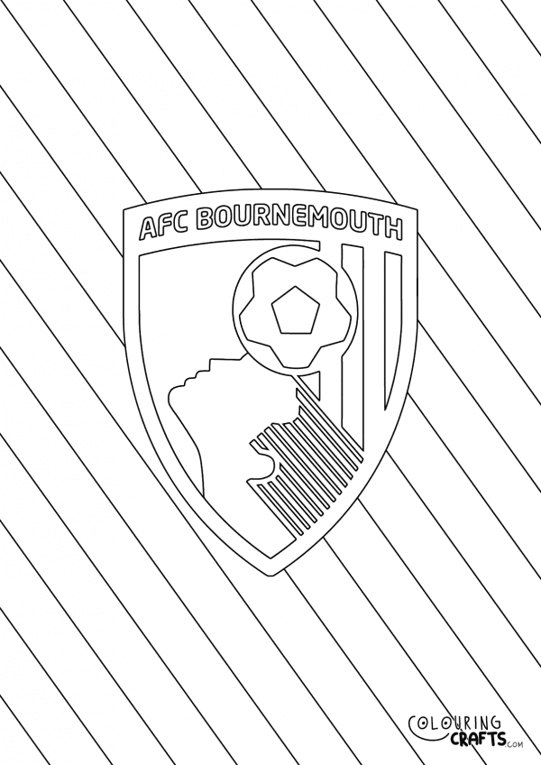 An image of the AFC Bournemouth badge with diagonal striped background to print and colour for free.