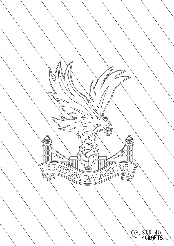 An image of the Crystal Palace badge with diagonal striped background to print and colour for free.