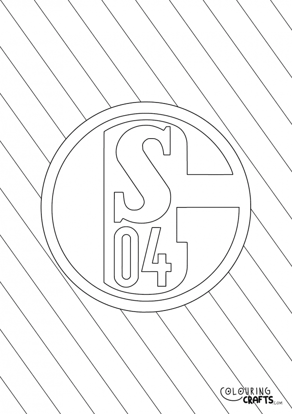 An image of the FC Schalke 04 badge with a diagonal striped background to print and colour for free.