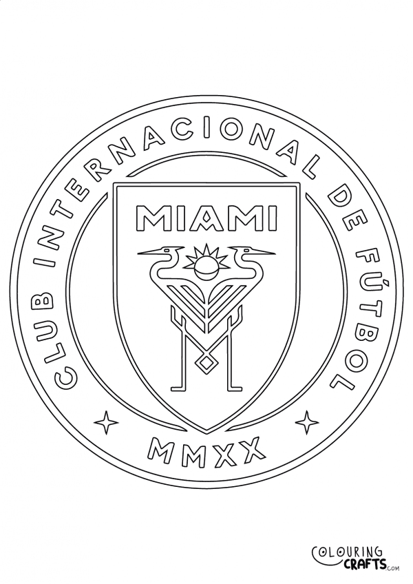 An image of the Inter Miami badge to print and colour for free.