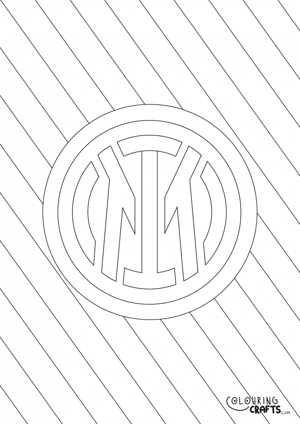 An image of the Inter Milan badge with diagonal striped background to print and colour for free.