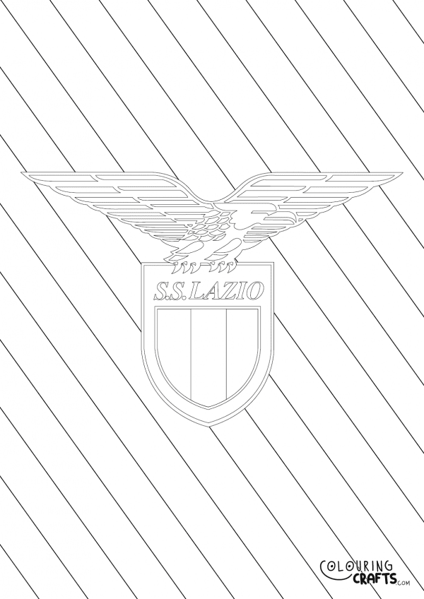 An image of the Lazio badge with a diagonal striped background to print and colour for free.