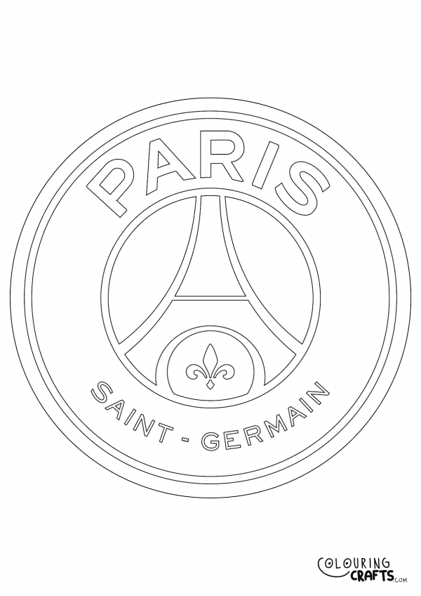 An image of the Paris Saint Germain PSG badge to print and colour for free.