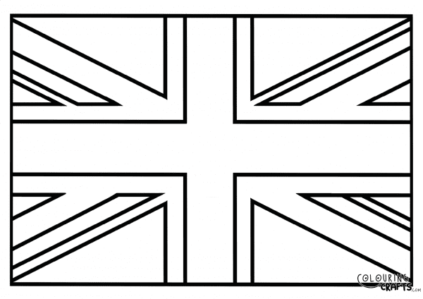 A drawing of a Union Jack Flag to print and colour for free.