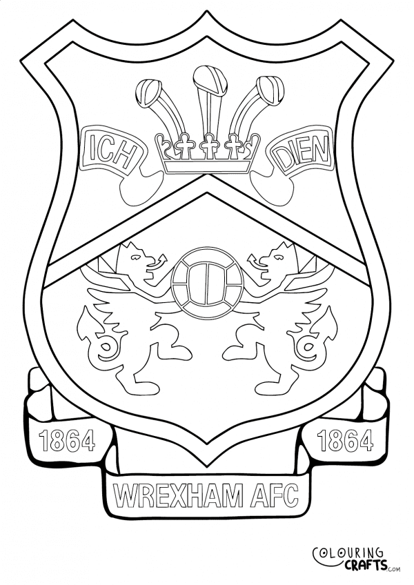 An image of the Wrexham AFC badge to print and colour for free.