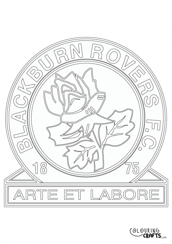 An image of the Blackburn Rovers badge to print and colour for free.