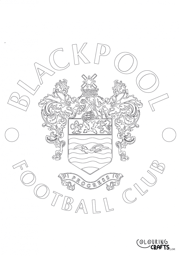 An image of the Blackpool FC badge to print and colour for free.