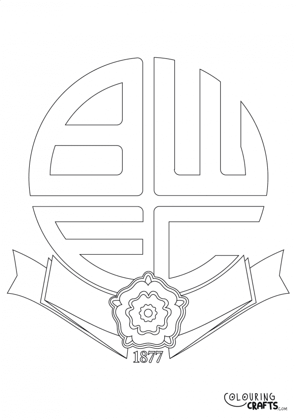 An image of the Bolton Wanderers badge to print and colour for free.