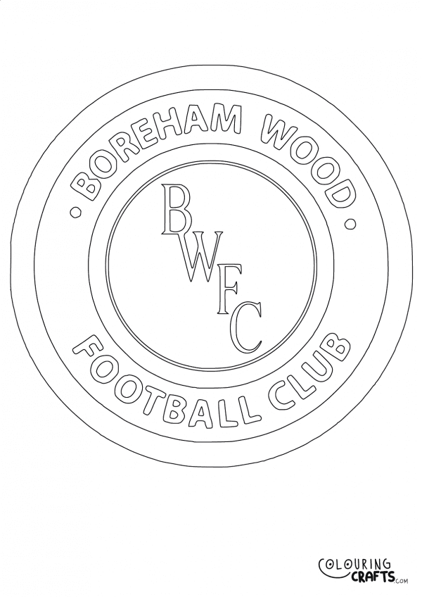 An image of the Boreham Wood badge to print and colour for free.