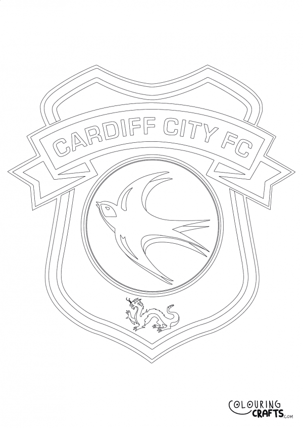 An image of the Cardiff City badge to print and colour for free.