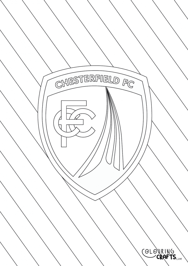 An image of the Chesterfield FC badge with diagonal striped background to print and colour for free.