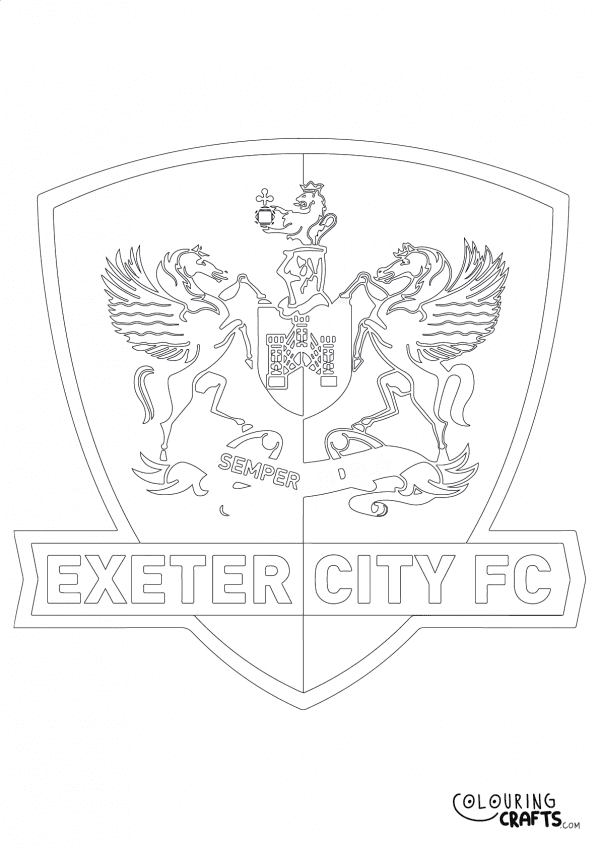 An image of the Exeter City badge to print and colour for free.