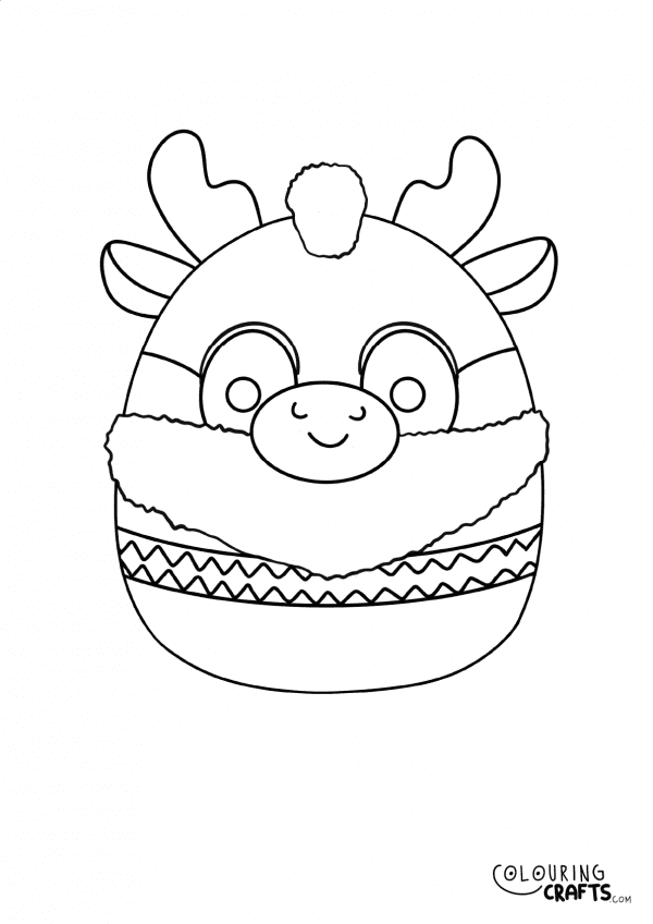 A drawing of a Sven Squishmallow teddy with plain with background to print and colour for free.