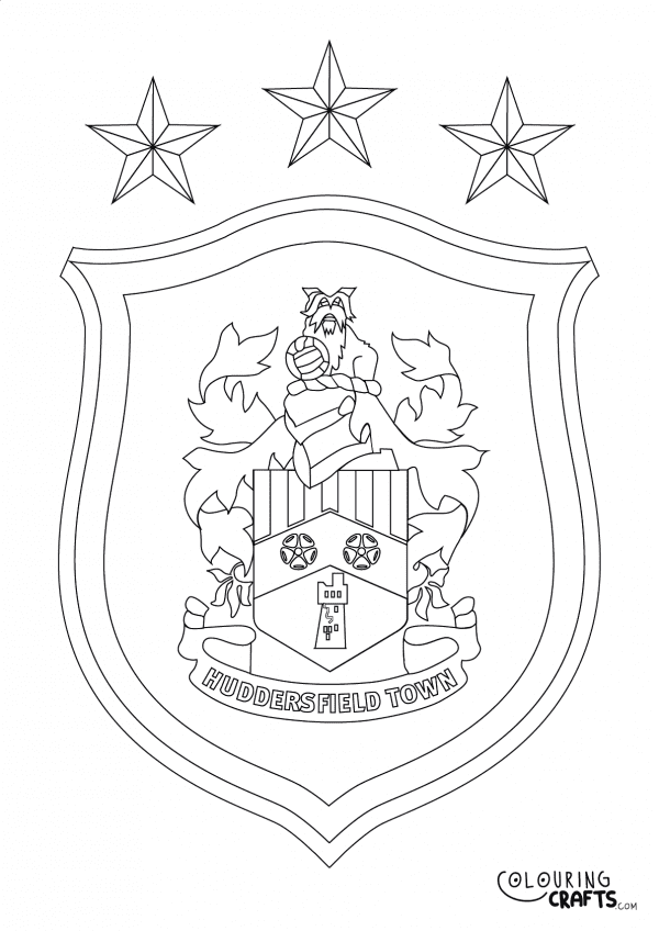 An image of the Huddersfield Town badge to print and colour for free.
