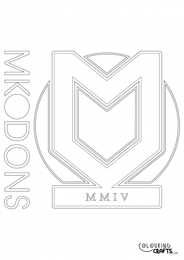 An image of the Milton Keynes Dons badge to print and colour for free.