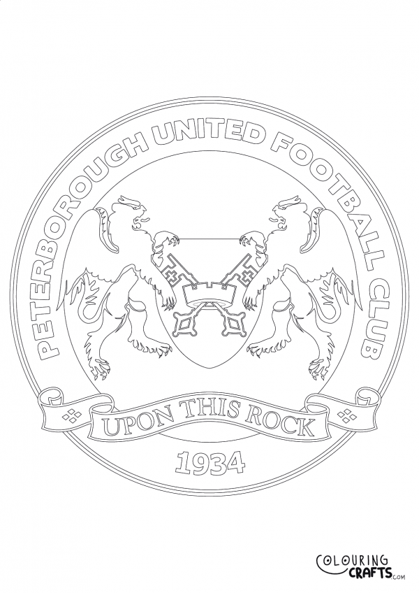 An image of the Peterborough United badge to print and colour for free.