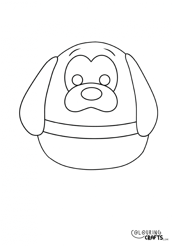 A drawing of a Pluto Squishmallow teddy with plain with background to print and colour for free.