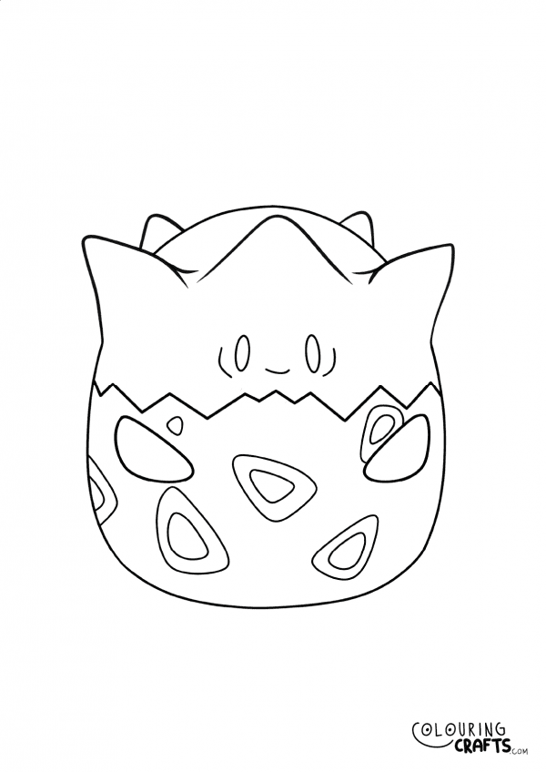 A drawing of a Togepi Squishmallow teddy with plain with background to print and colour for free.