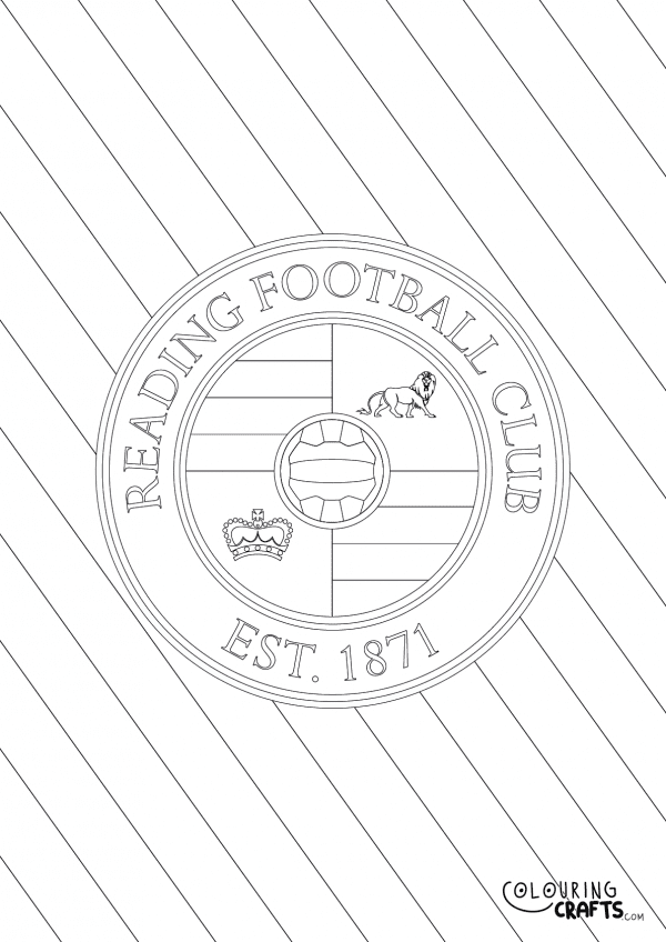 An image of the Reading FC badge with diagonal striped background to print and colour for free.