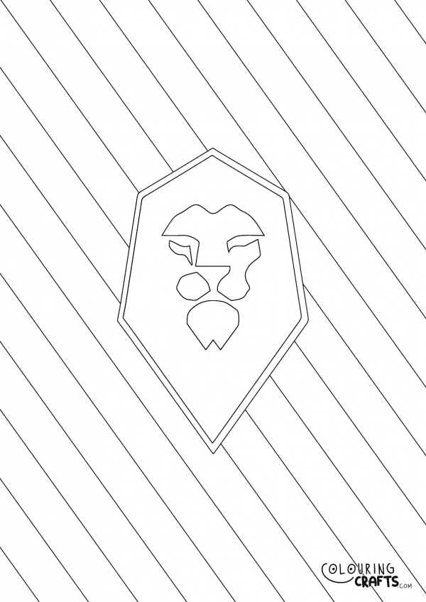An image of the Salford City badge with diagonal striped background to print and colour for free.
