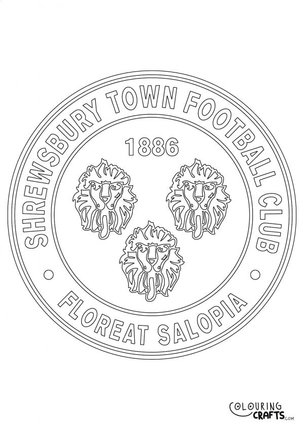 An image of the Shrewsbury Town badge to print and colour for free.