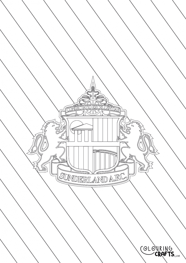 An image of the Sunderland AFC badge with diagonal striped background to print and colour for free.