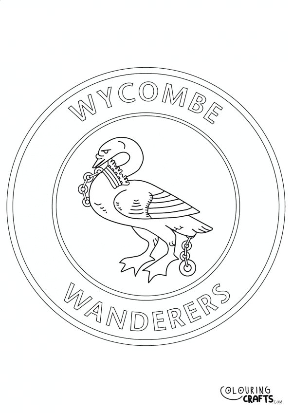 An image of the Wycombe Wanderers badge to print and colour for free.
