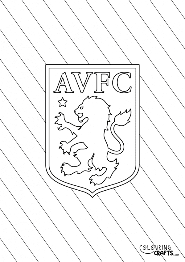 An image of the Aston Villa badge with diagonal striped background to print and colour for free.
