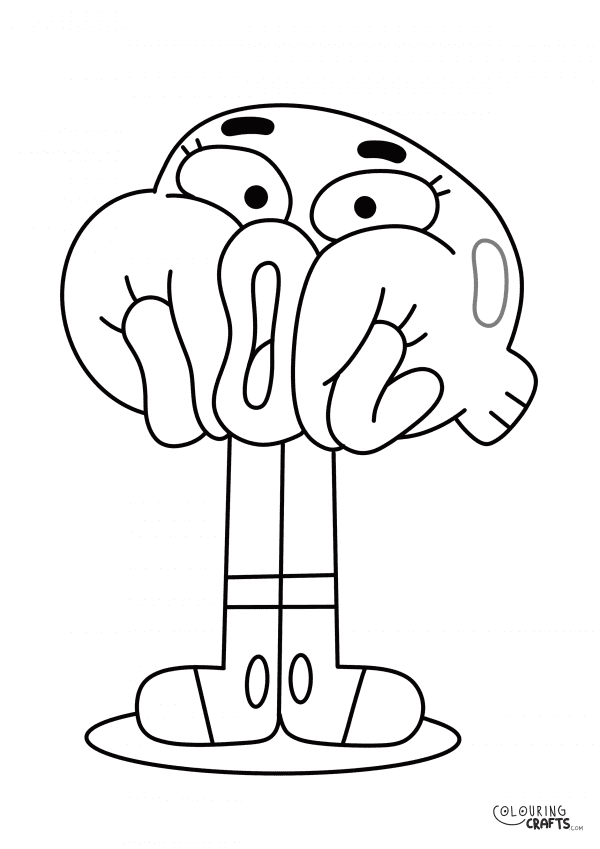 A drawing of Darwin Watterson From Amazing World Of Gumball with a plain background to print and colour for free.