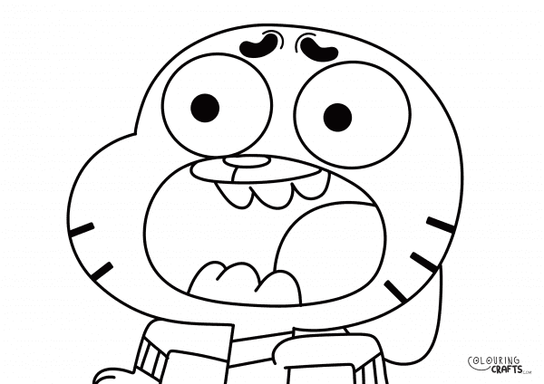 A drawing of Gumball Watterson's Head From Amazing World Of Gumball with a plain background to print and colour for free.