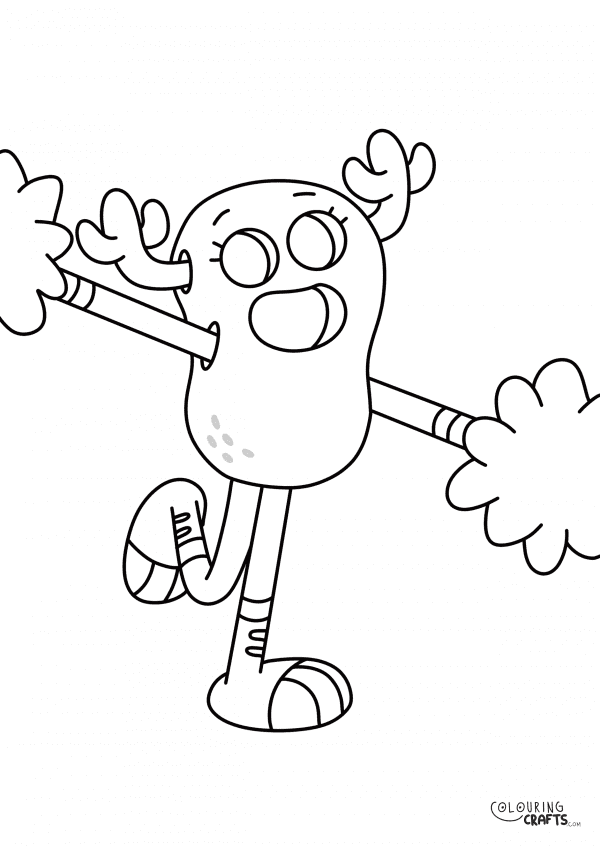 A drawing of Penny Fitzgerald From Amazing World Of Gumball with a plain background to print and colour for free.