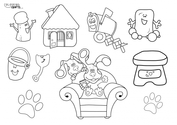A drawing Of Different Characters from Blues Clues with a plain background to print and colour for free.