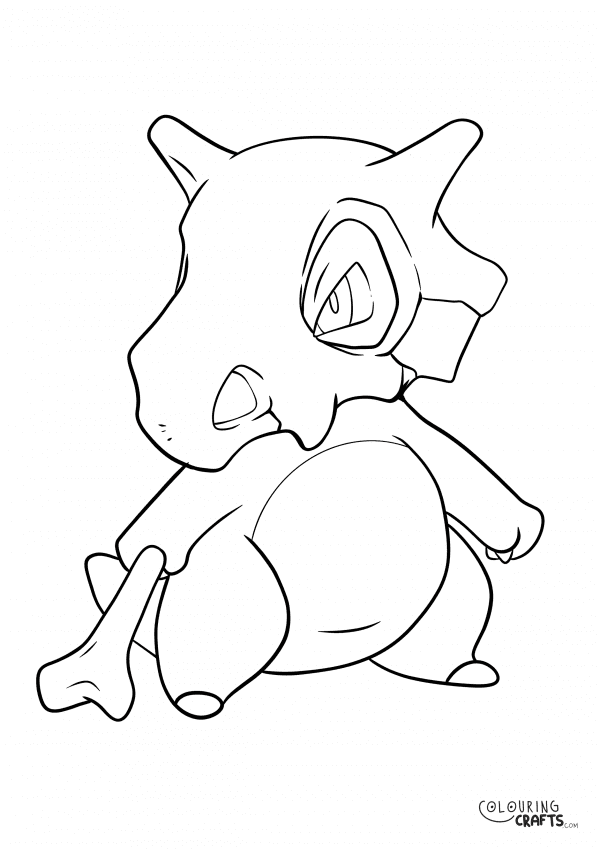 A drawing of Cubone from Pokemon with a plain background to print and colour for free.