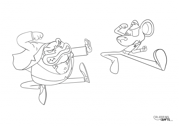 A drawing Of Danger Mouse And Baron Greenback from Danger Mouse with a plain background to print and colour for free.