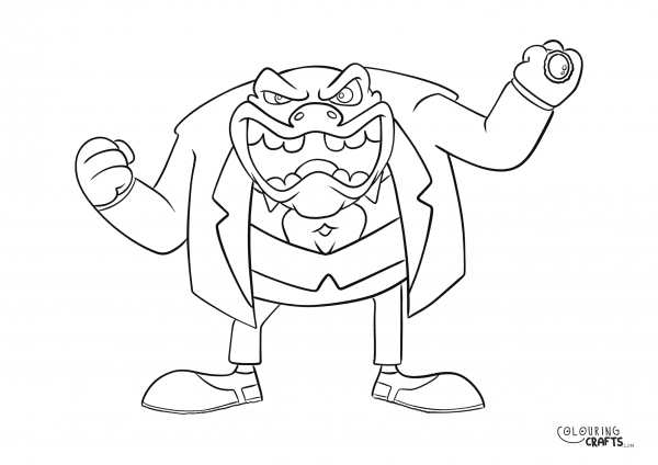 A drawing Of Baron Greenback from Danger Mouse with a plain background to print and colour for free.