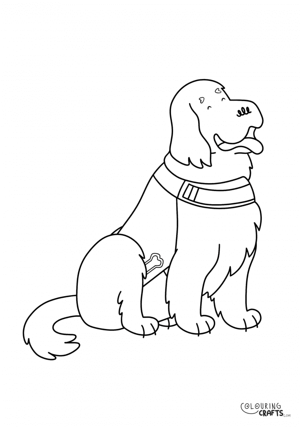 A drawing Of Sylvie the Therapy Dog from Dog Squad with a plain background to print and colour for free.