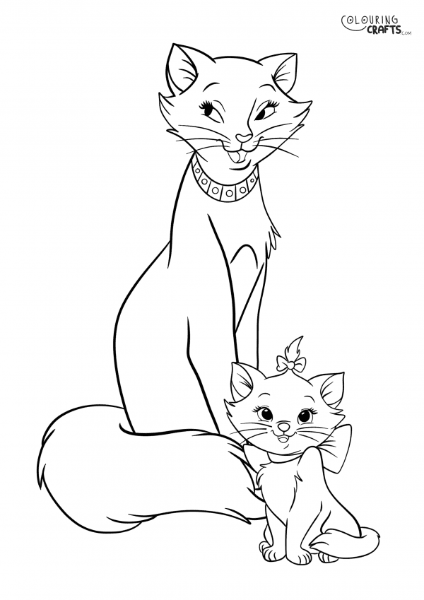 A drawing Of Duchess And Marie from Aristocats with a plain background to print and colour for free.