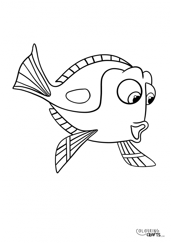 A drawing Of Dory from Finding Nemo with a plain background to print and colour for free.