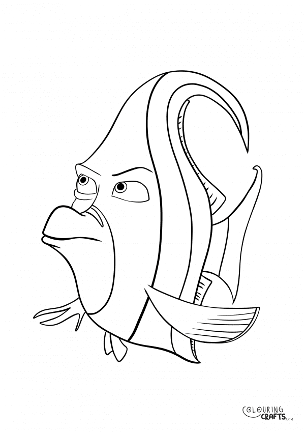 A drawing Of Gill from Finding Nemo with a plain background to print and colour for free.