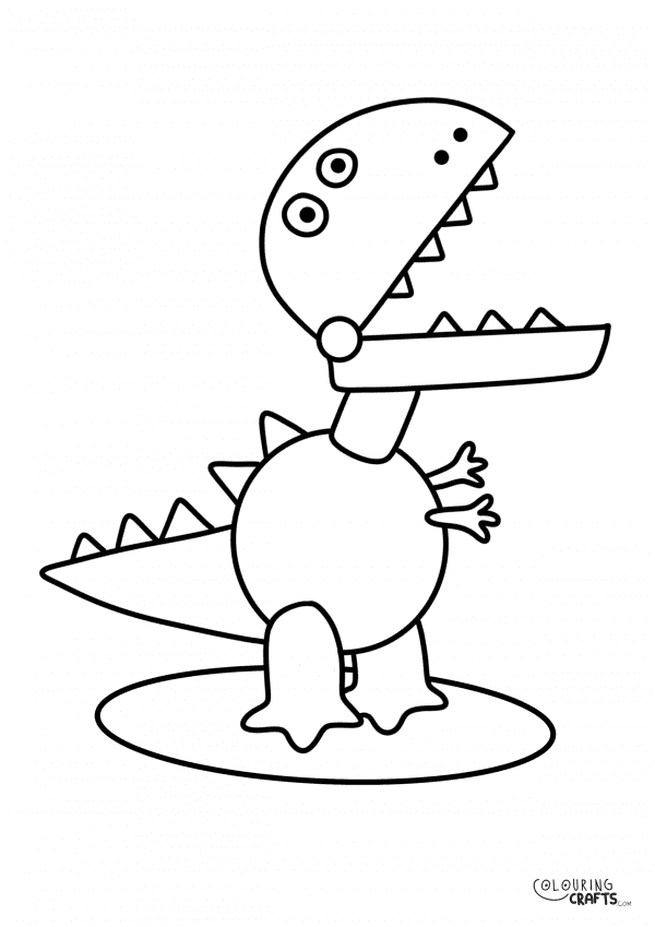 A drawing Of Dinosaur from Peppa Pig with a plain background to print and colour for free.