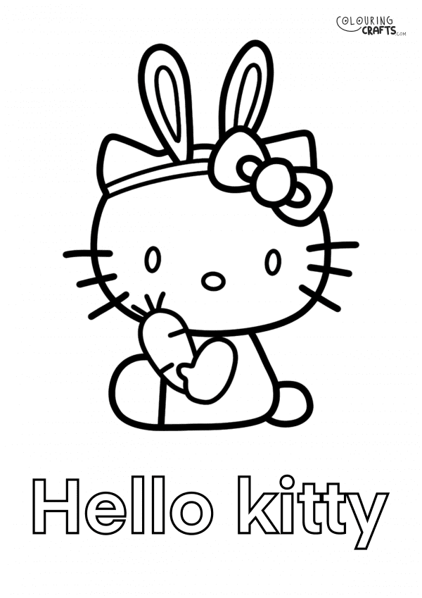A drawing Of Hello Kitty Easter design with a plain background to print and colour for free.